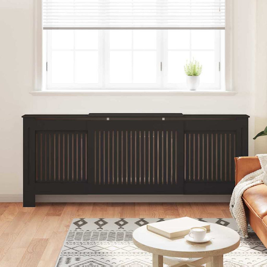 Radiatorafdekking 2 pcs Zwart 205 x 20,5 x 81,5cm Bewerkt hout