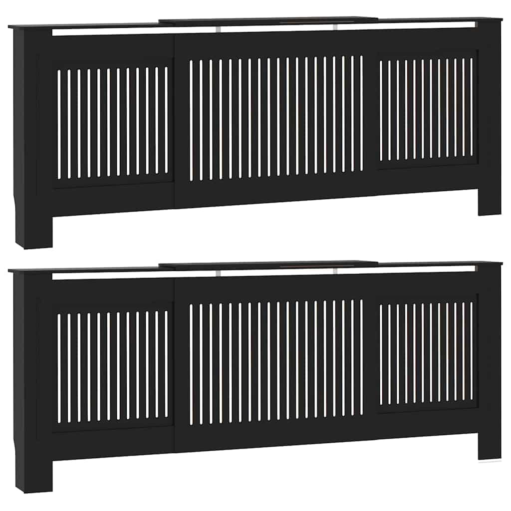 Radiatorafdekking 2 pcs Zwart 205 x 20,5 x 81,5cm Bewerkt hout