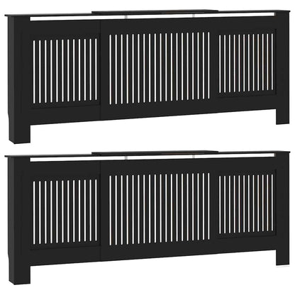 Radiatorafdekking 2 pcs Zwart 205 x 20,5 x 81,5cm Bewerkt hout