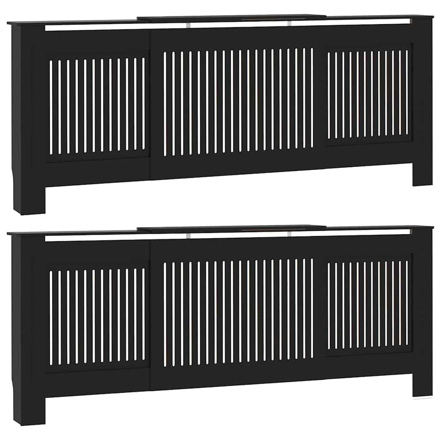 Radiatorafdekking 2 pcs Zwart 205 x 20,5 x 81,5cm Bewerkt hout