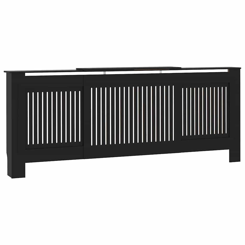 Radiatorafdekking 2 pcs Zwart 205 x 20,5 x 81,5cm Bewerkt hout