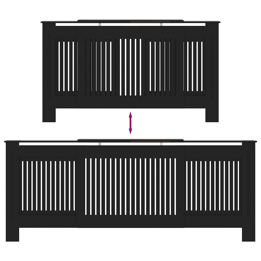 Radiatorafdekking 2 pcs Zwart 205 x 20,5 x 81,5cm Bewerkt hout