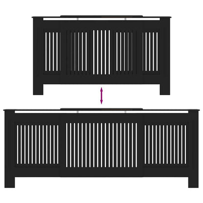 Radiatorafdekking 2 pcs Zwart 205 x 20,5 x 81,5cm Bewerkt hout