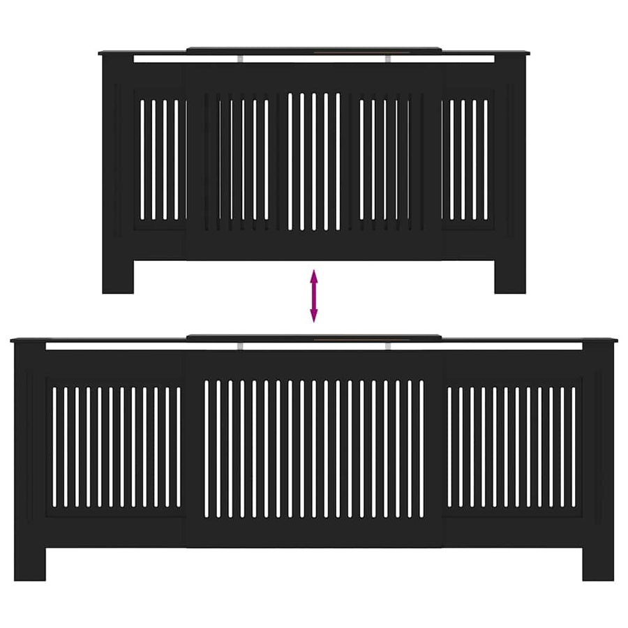 Radiatorafdekking 2 pcs Zwart 205 x 20,5 x 81,5cm Bewerkt hout