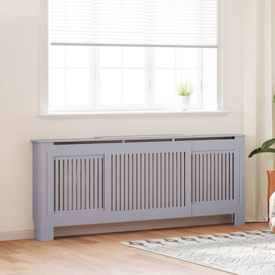 Radiatorafdekking 2 pcs Grijs 205 x 20,5 x 81,5cm Bewerkt hout
