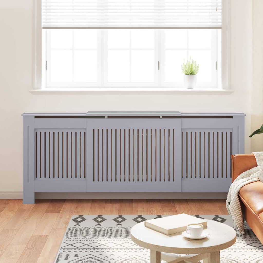 Radiatorafdekking 2 pcs Grijs 205 x 20,5 x 81,5cm Bewerkt hout