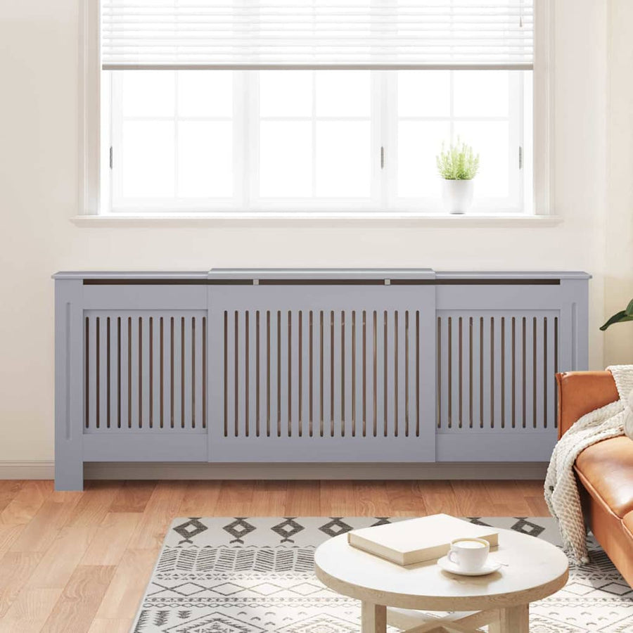 Radiatorafdekking 2 pcs Grijs 205 x 20,5 x 81,5cm Bewerkt hout