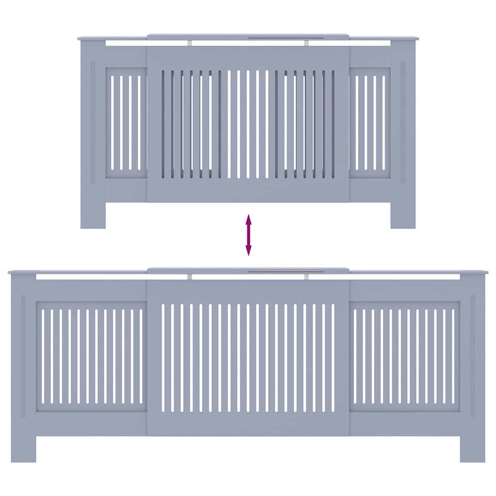 Radiatorafdekking 2 pcs Grijs 205 x 20,5 x 81,5cm Bewerkt hout