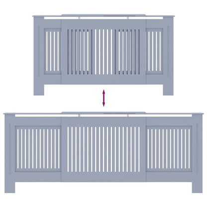 Radiatorafdekking 2 pcs Grijs 205 x 20,5 x 81,5cm Bewerkt hout