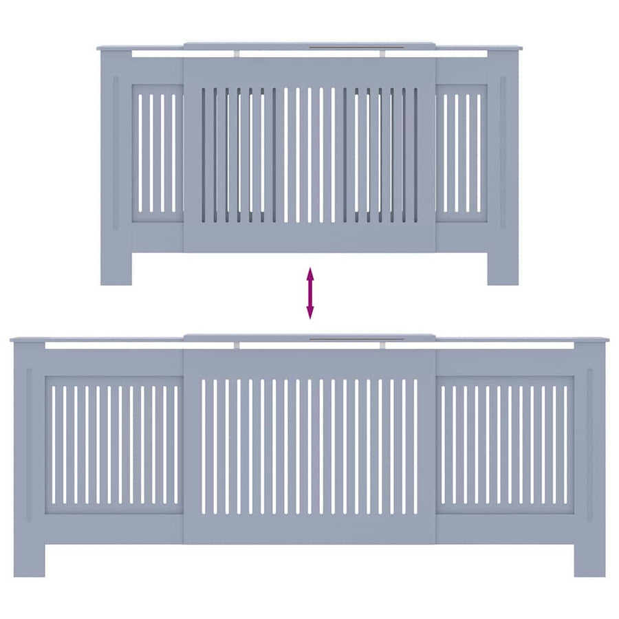 Radiatorafdekking 2 pcs Grijs 205 x 20,5 x 81,5cm Bewerkt hout