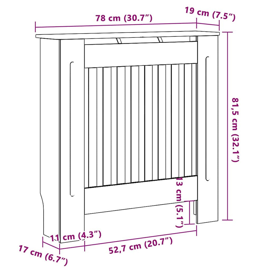 Radiatorafdekking Zwart 78 x 19 x 81,5cm Bewerkt hout