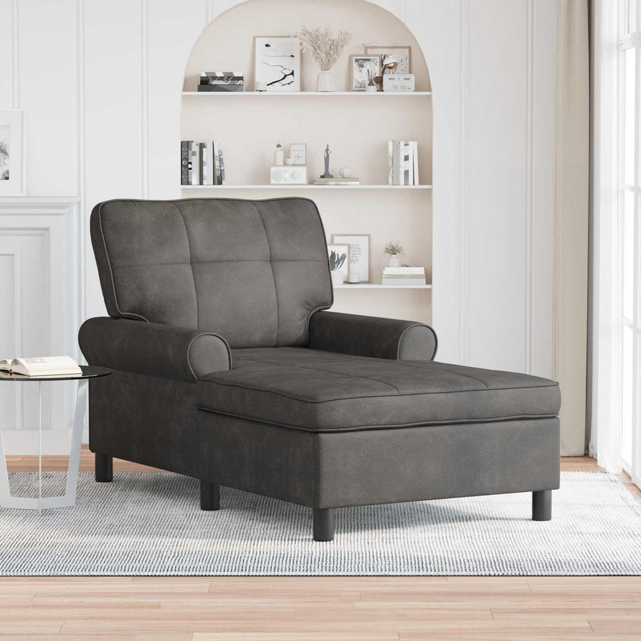 Chaise Lounge met kussen Zwart 91 x 157 x 91 cm Antiek PU