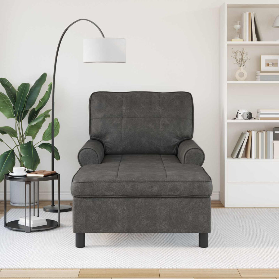 Chaise Lounge met kussen Zwart 91 x 157 x 91 cm Antiek PU