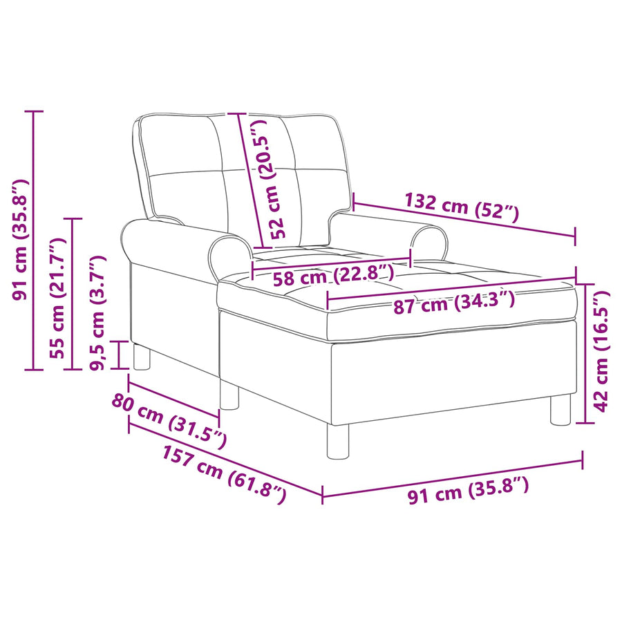 Chaise Lounge met kussen Zwart 91 x 157 x 91 cm Antiek PU