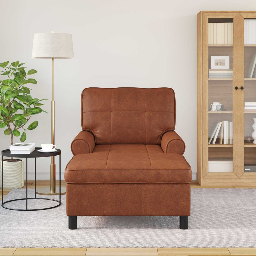 Chaise Lounge met kussen Bruin 91 x 157 x 91 cm Antiek PU
