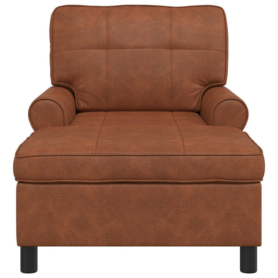 Chaise Lounge met kussen Bruin 91 x 157 x 91 cm Antiek PU