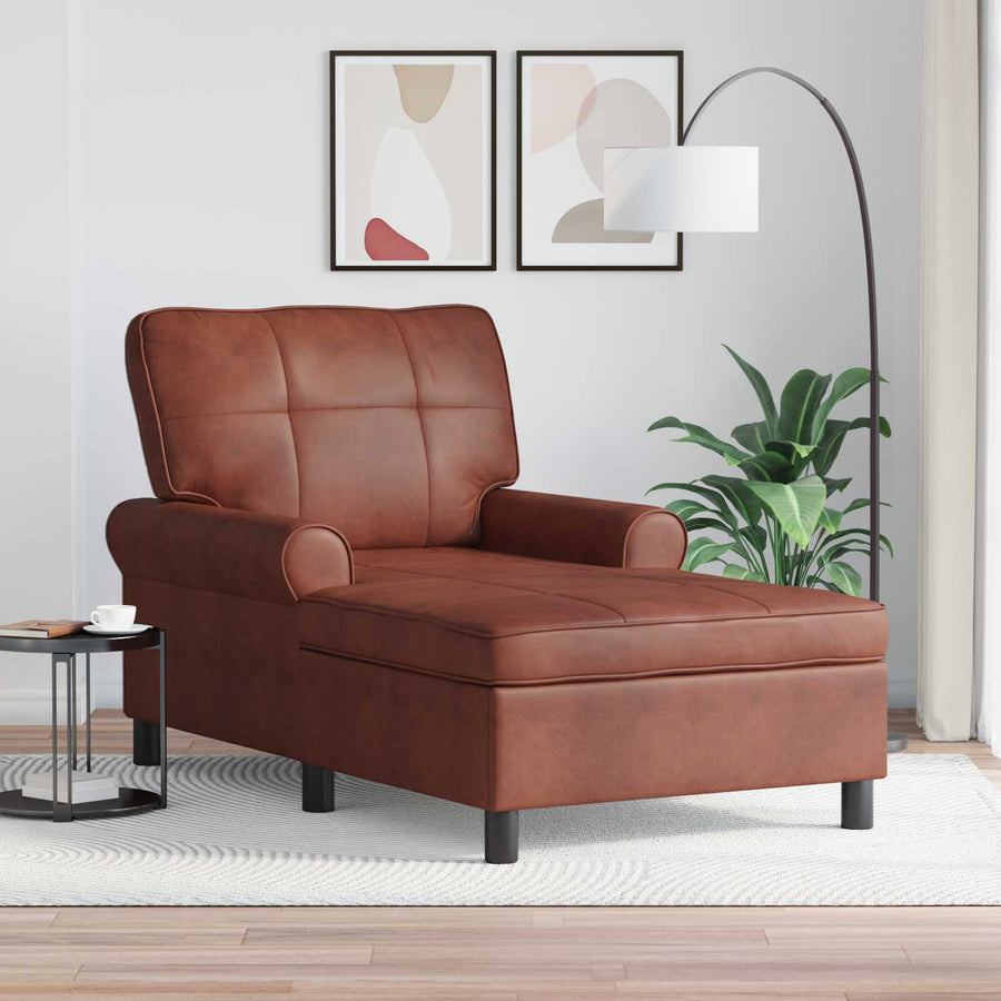 Chaise Lounge Glanzend Bruin 91 x 157 x 91 cm Antiek PU