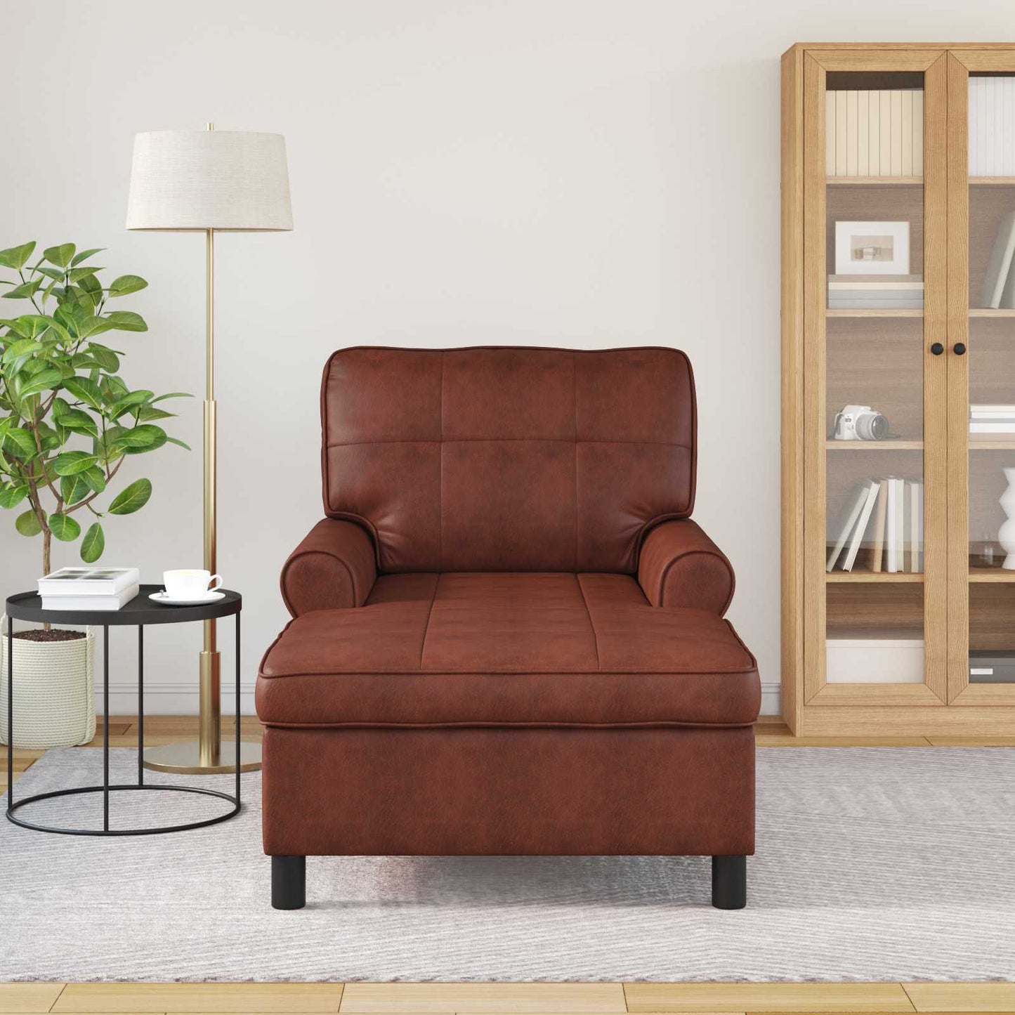 Chaise Lounge Glanzend Bruin 91 x 157 x 91 cm Antiek PU