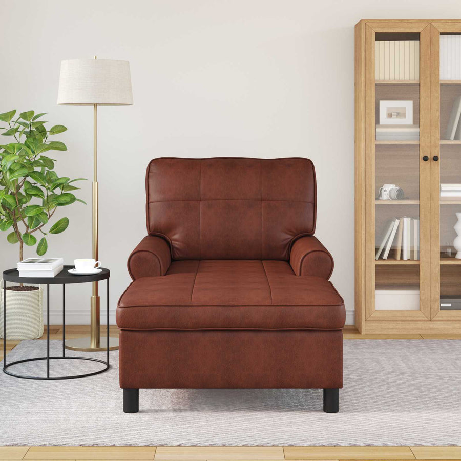 Chaise Lounge Glanzend Bruin 91 x 157 x 91 cm Antiek PU