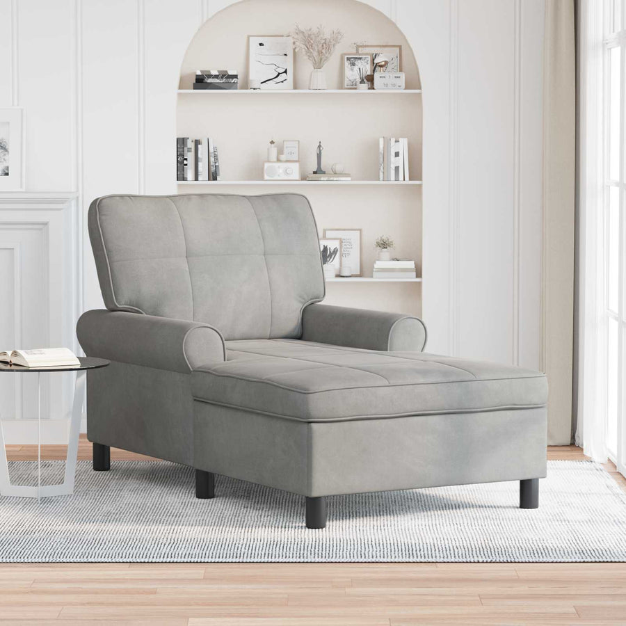 Chaise Lounge met kussen Lichtgrijs 91 x 157 x 91 cm Fluweel
