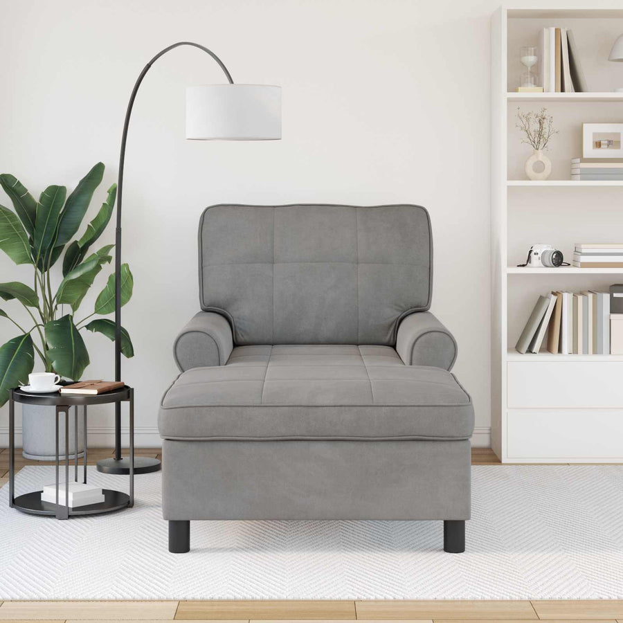 Chaise Lounge met kussen Lichtgrijs 91 x 157 x 91 cm Fluweel