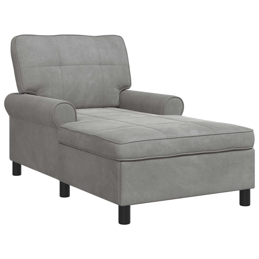 Chaise Lounge met kussen Lichtgrijs 91 x 157 x 91 cm Fluweel