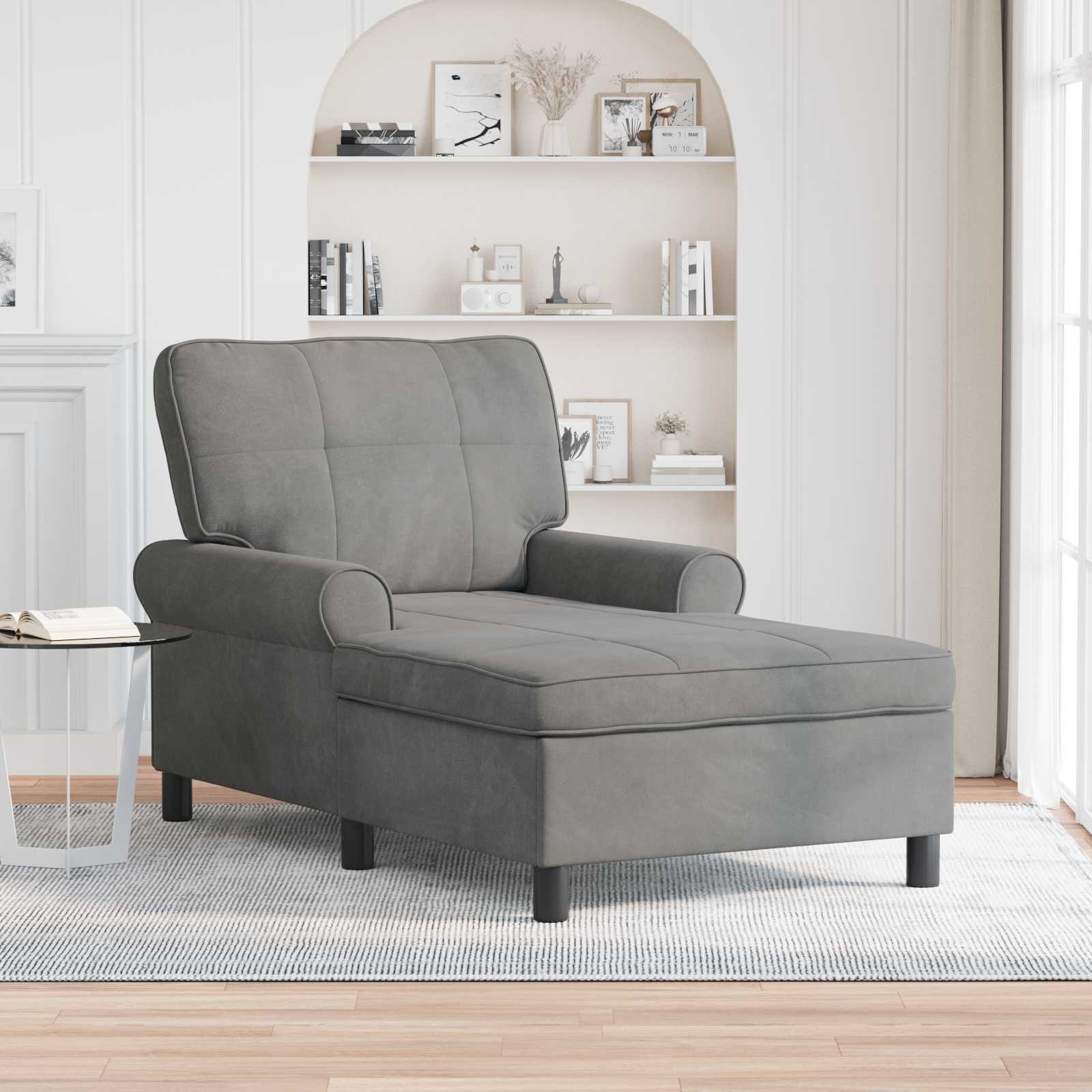 Chaise Lounge met kussen Donkergrijs 91 x 157 x 91 cm Fluweel