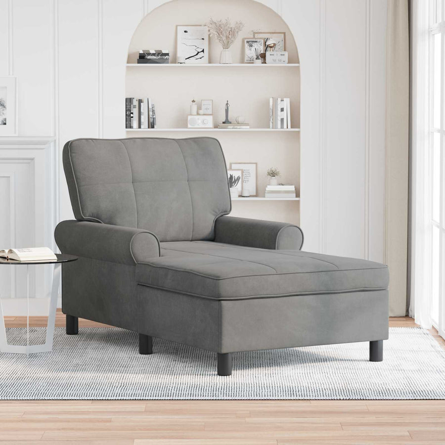 Chaise Lounge met kussen Donkergrijs 91 x 157 x 91 cm Fluweel