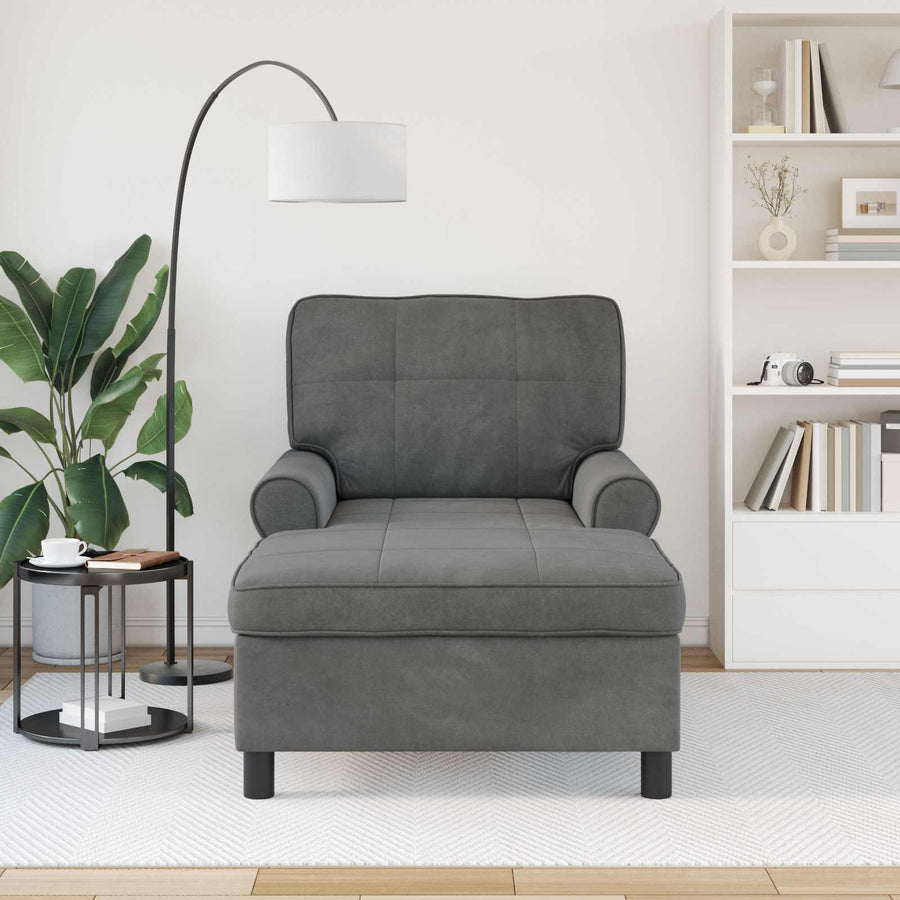 Chaise Lounge met kussen Donkergrijs 91 x 157 x 91 cm Fluweel