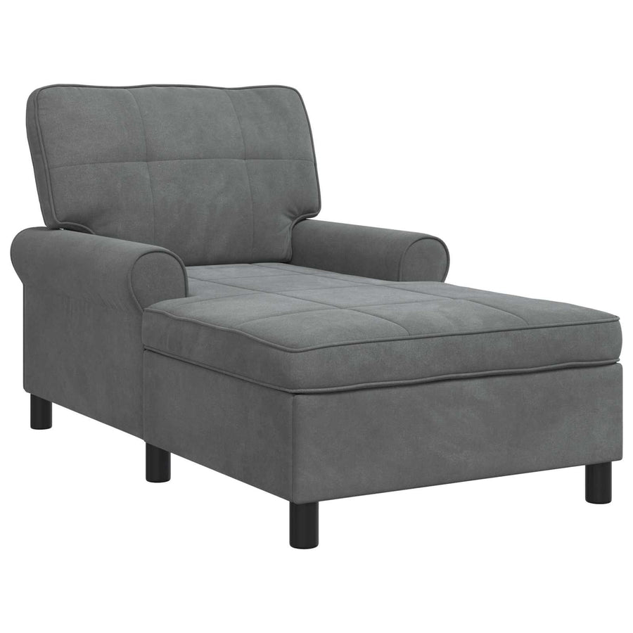 Chaise Lounge met kussen Donkergrijs 91 x 157 x 91 cm Fluweel