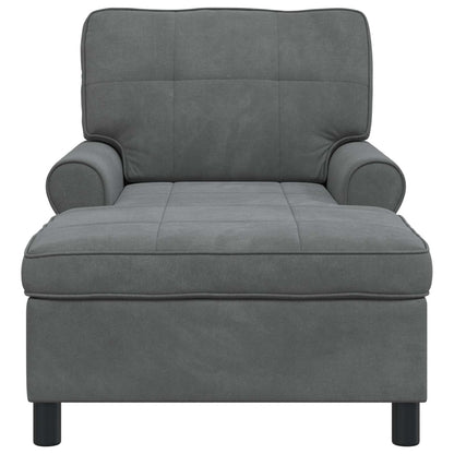 Chaise Lounge met kussen Donkergrijs 91 x 157 x 91 cm Fluweel