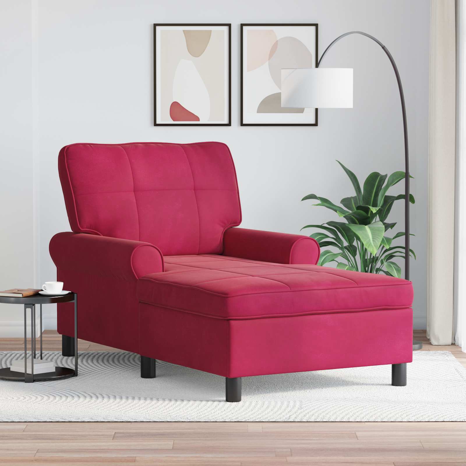 Chaise Lounge met kussen Wijnrood 91 x 157 x 91 cm Fluweel