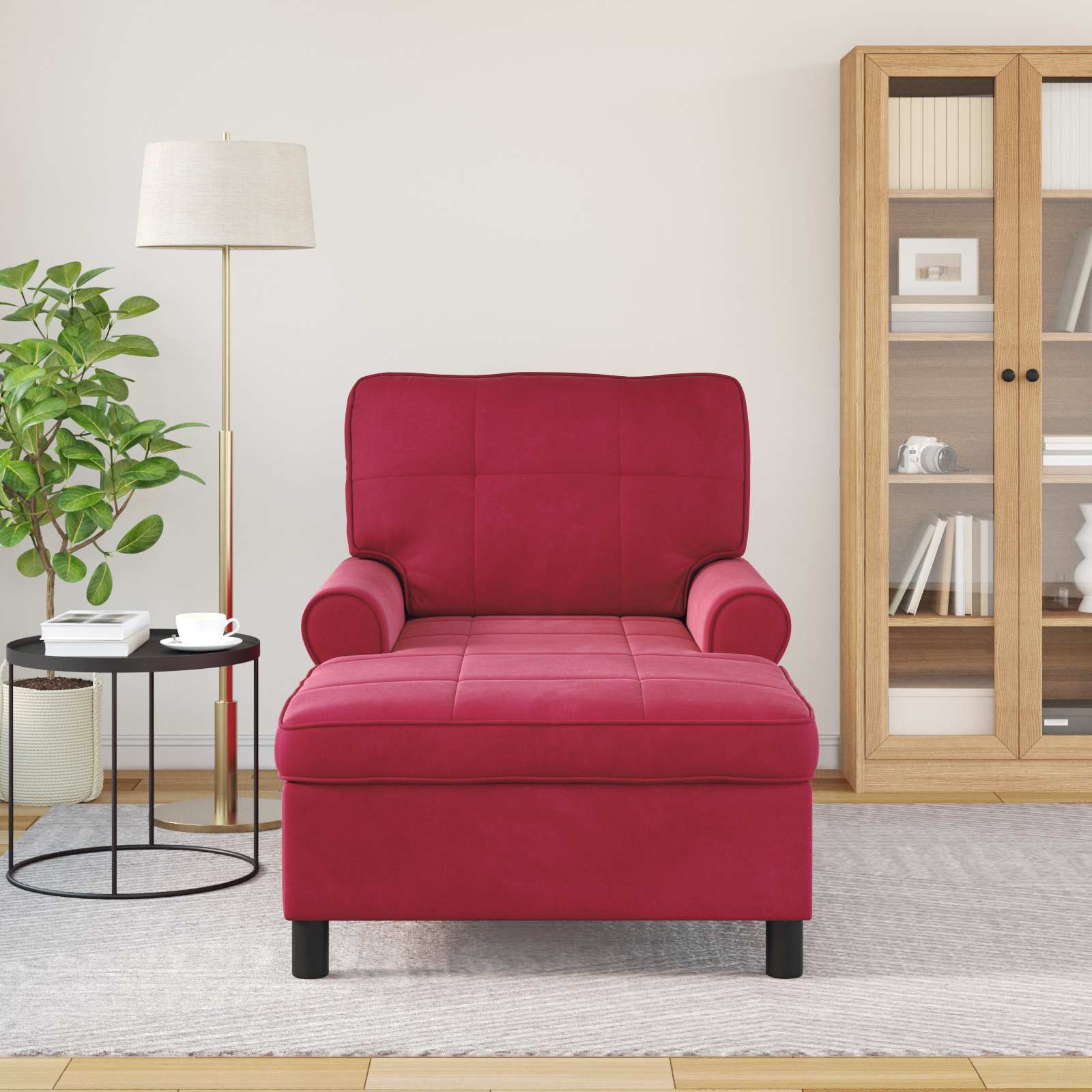 Chaise Lounge met kussen Wijnrood 91 x 157 x 91 cm Fluweel