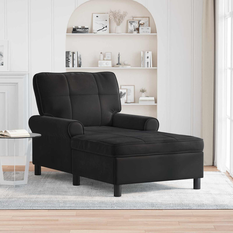 Chaise Lounge met kussen Zwart 91 x 157 x 91 cm Fluweel