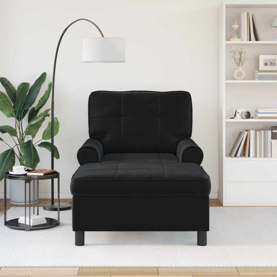 Chaise Lounge met kussen Zwart 91 x 157 x 91 cm Fluweel