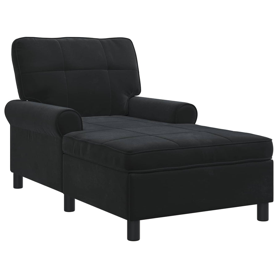 Chaise Lounge met kussen Zwart 91 x 157 x 91 cm Fluweel