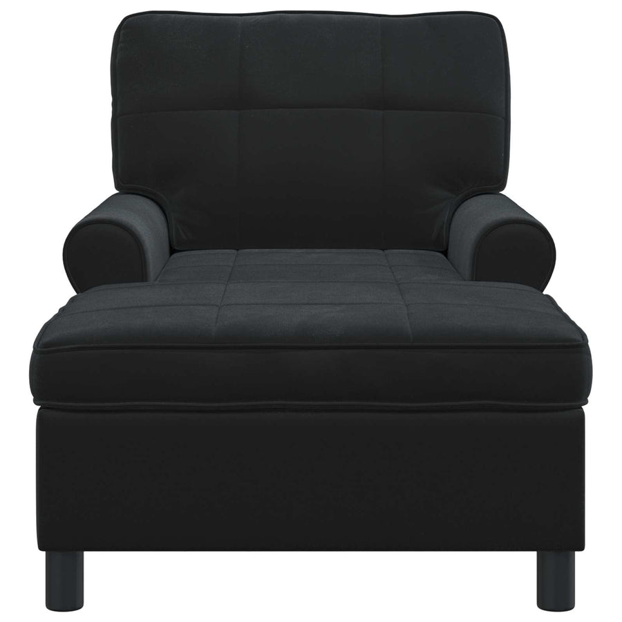 Chaise Lounge met kussen Zwart 91 x 157 x 91 cm Fluweel