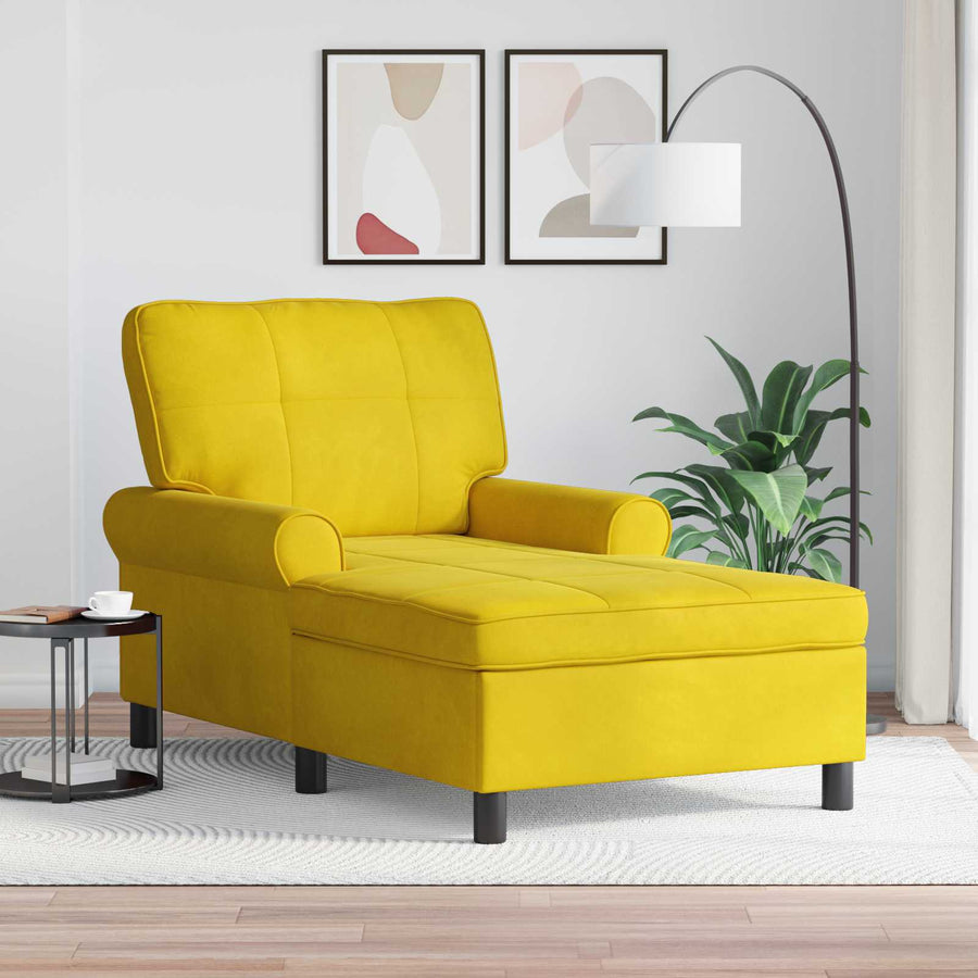 Chaise Lounge met kussen Geel 91 x 157 x 91 cm Fluweel
