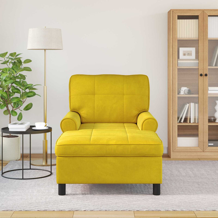 Chaise Lounge met kussen Geel 91 x 157 x 91 cm Fluweel