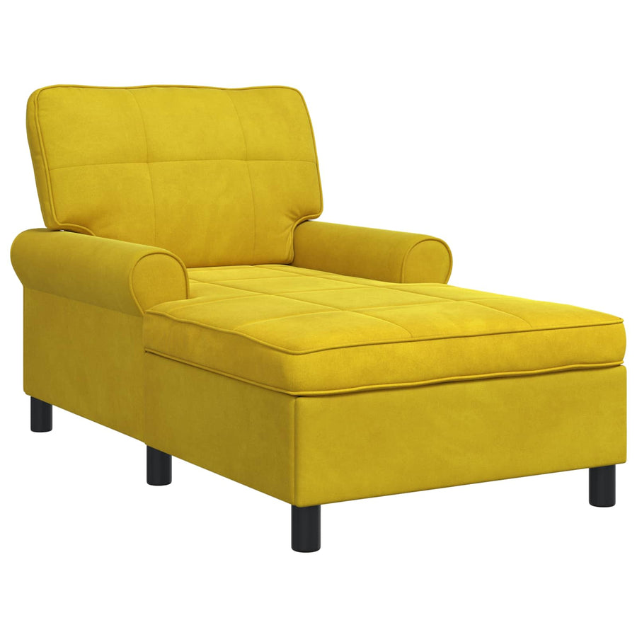 Chaise Lounge met kussen Geel 91 x 157 x 91 cm Fluweel