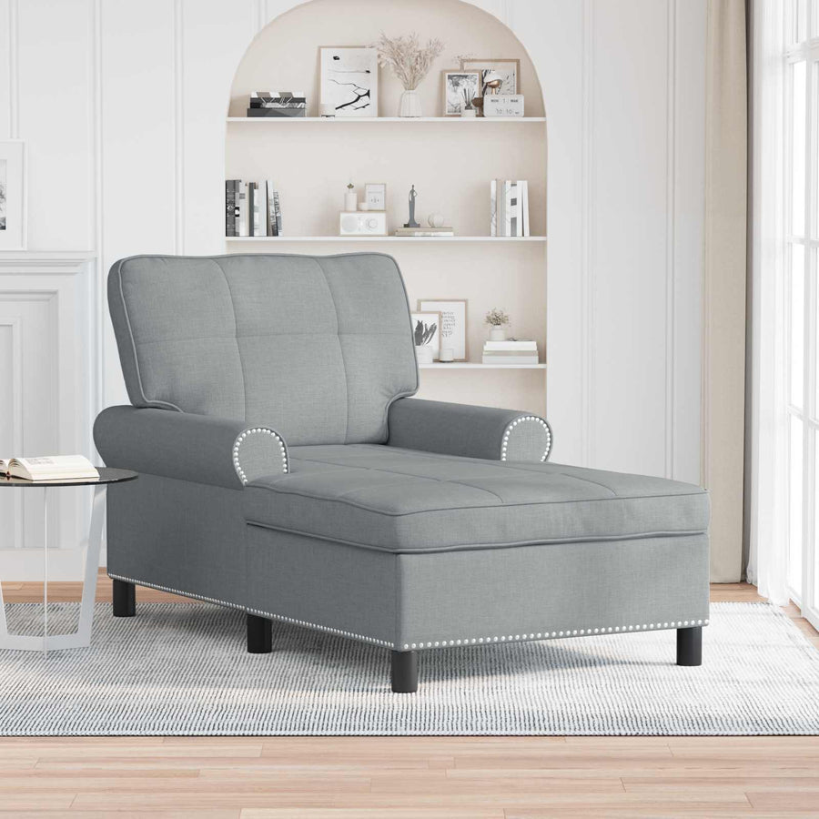 Chaise Lounge met kussen Lichtgrijs 91 x 157 x 91 cm Stof
