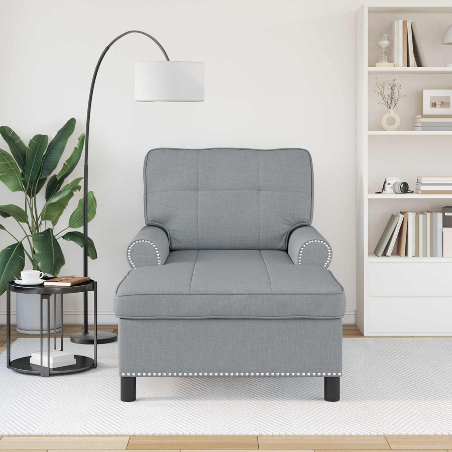 Chaise Lounge met kussen Lichtgrijs 91 x 157 x 91 cm Stof
