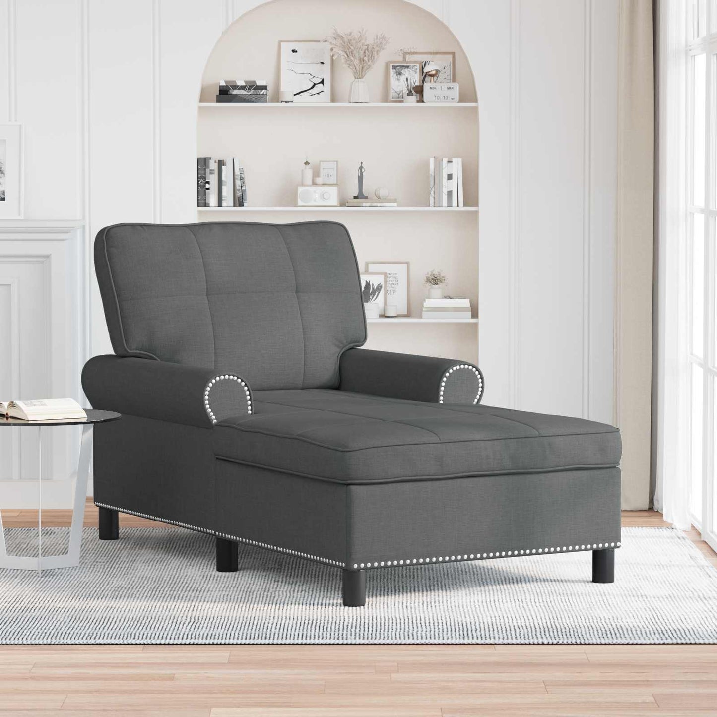 Chaise Lounge met kussen Donkergrijs 91 x 157 x 91 cm Stof