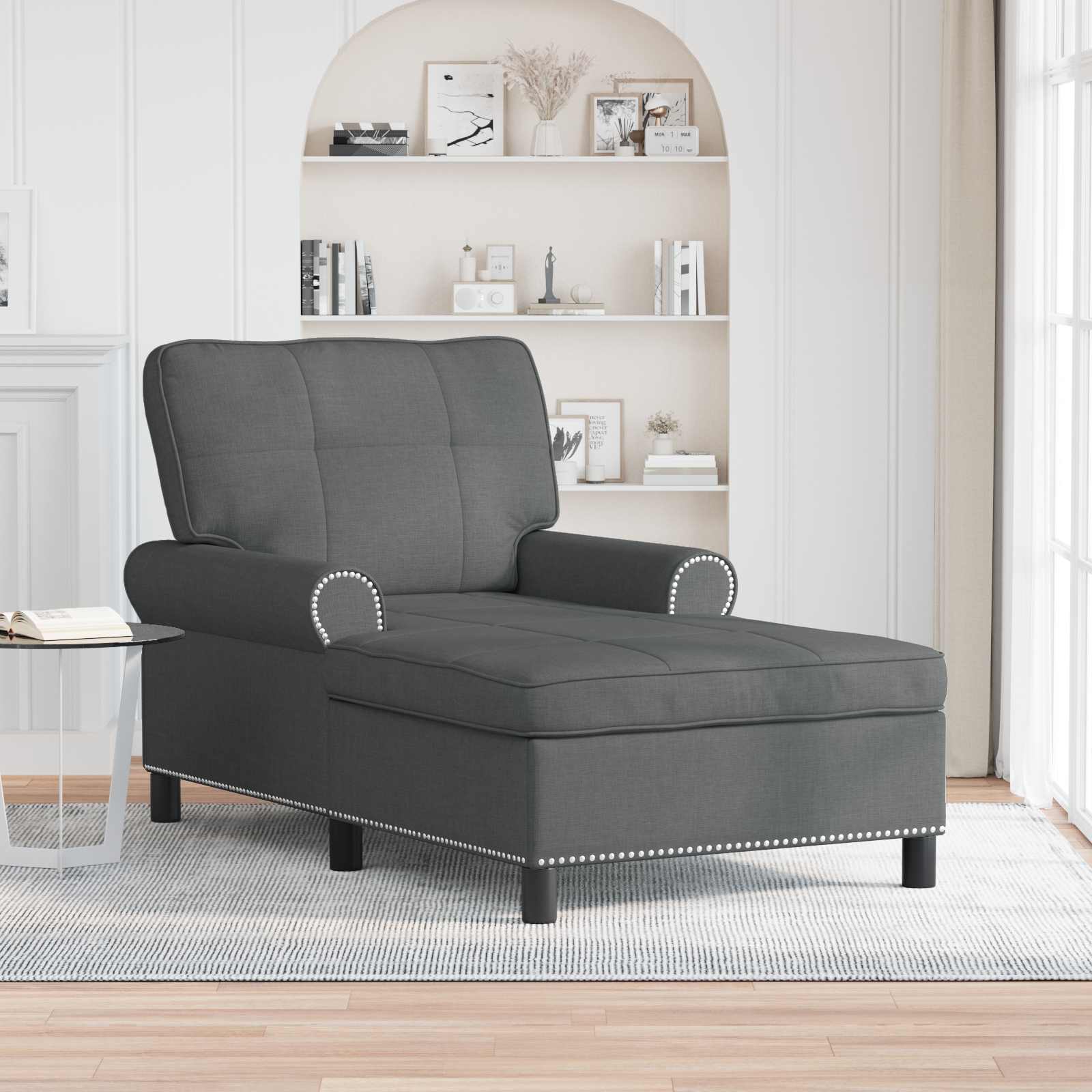 Chaise Lounge met kussen Donkergrijs 91 x 157 x 91 cm Stof