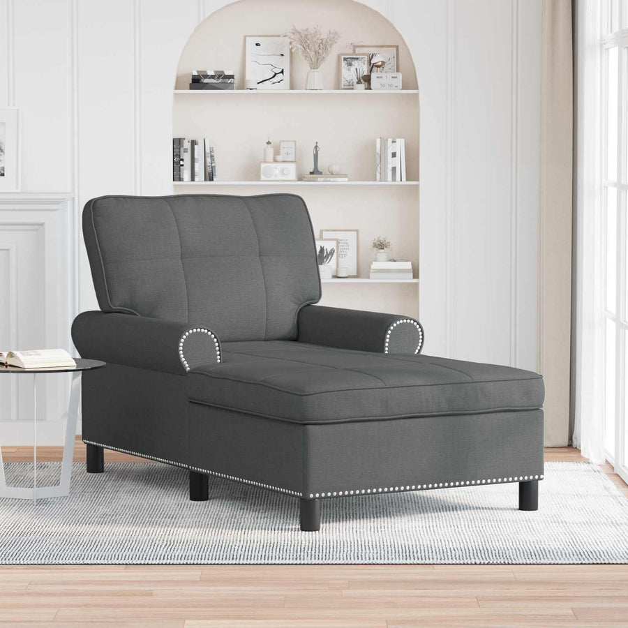 Chaise Lounge met kussen Donkergrijs 91 x 157 x 91 cm Stof