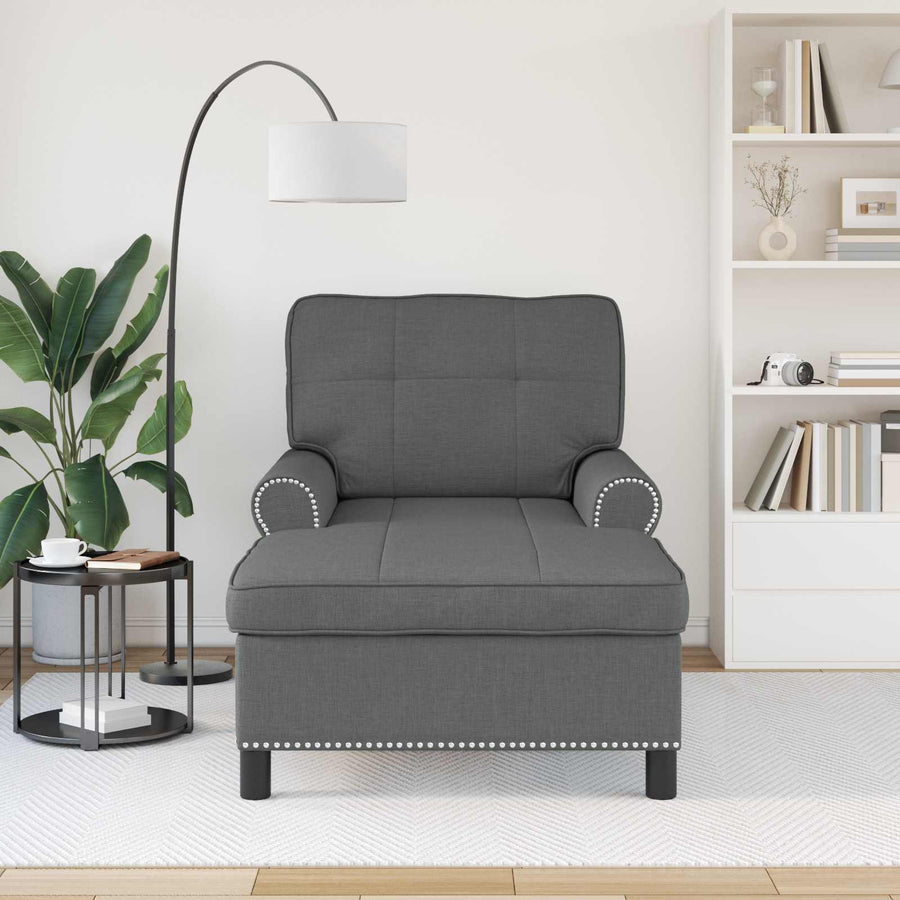 Chaise Lounge met kussen Donkergrijs 91 x 157 x 91 cm Stof