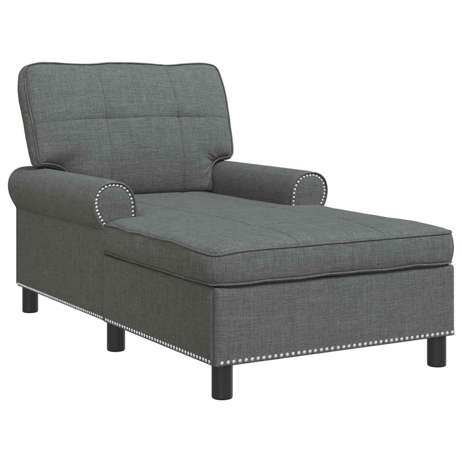 Chaise Lounge met kussen Donkergrijs 91 x 157 x 91 cm Stof