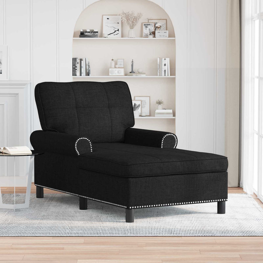 Chaise Lounge met kussen Zwart 91 x 157 x 91 cm Stof