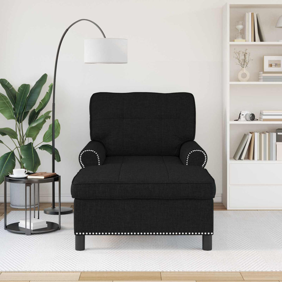 Chaise Lounge met kussen Zwart 91 x 157 x 91 cm Stof