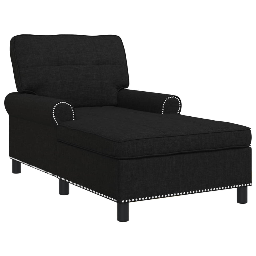 Chaise Lounge met kussen Zwart 91 x 157 x 91 cm Stof